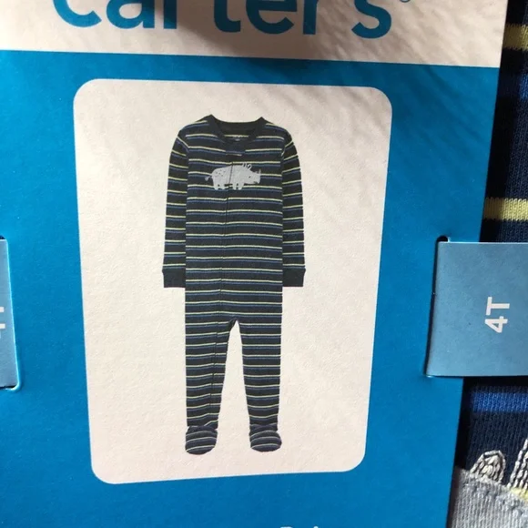 Carter's Navy and Green Striped Pajama Set - Picture 3 of 8